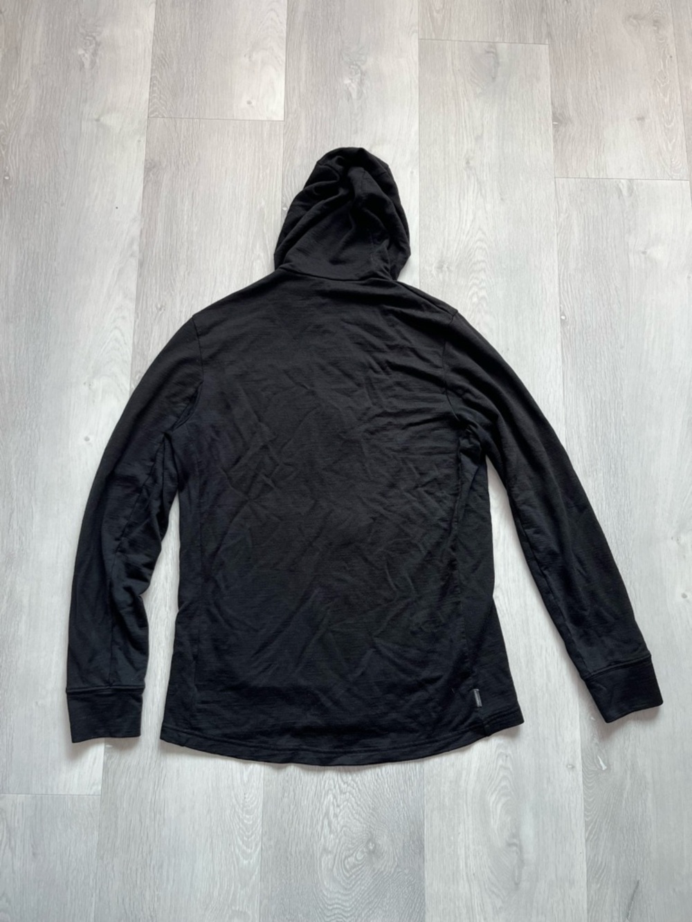 ICEBREAKER WOOL HOODED JACKET FRONT ZIP DARK BLACK WOMENS LARGE - Picture 9 of 14